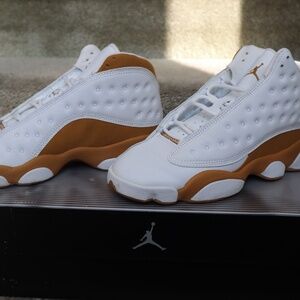 Nike Air Jordan, Air Jordan XIII (13), white and wheat, Big Kids size 5.5, USED
